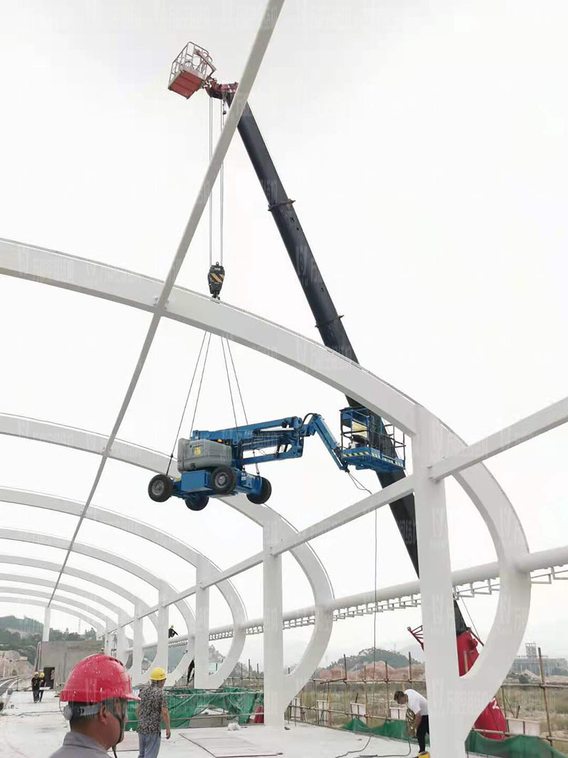 清遠(yuǎn)磁懸浮項目蓮湖車站鋼-膜結(jié)構(gòu)工程鋼結(jié)構(gòu)防火涂料完工 清遠(yuǎn)磁懸浮項目蓮湖車站鋼-膜結(jié)構(gòu)工程鋼結(jié)構(gòu)防火涂料完工