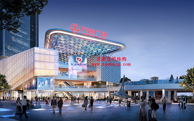 明宇廣場6號地塊商業(yè)（萬達廣場）改造項目鋼膜結構ETFE蓋頂天幕工程進入鋼結構吊裝階段