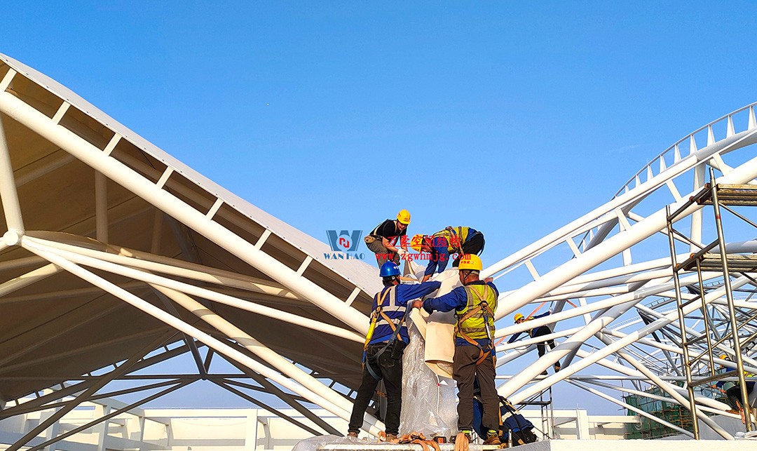 工程進(jìn)度全速推進(jìn)，PTFE膜材張拉在即！