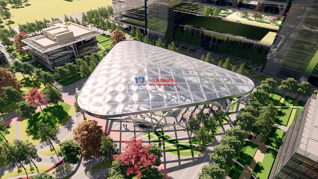 山東高端化工研究院下沉廣場天幕施工邁入關(guān)鍵階段